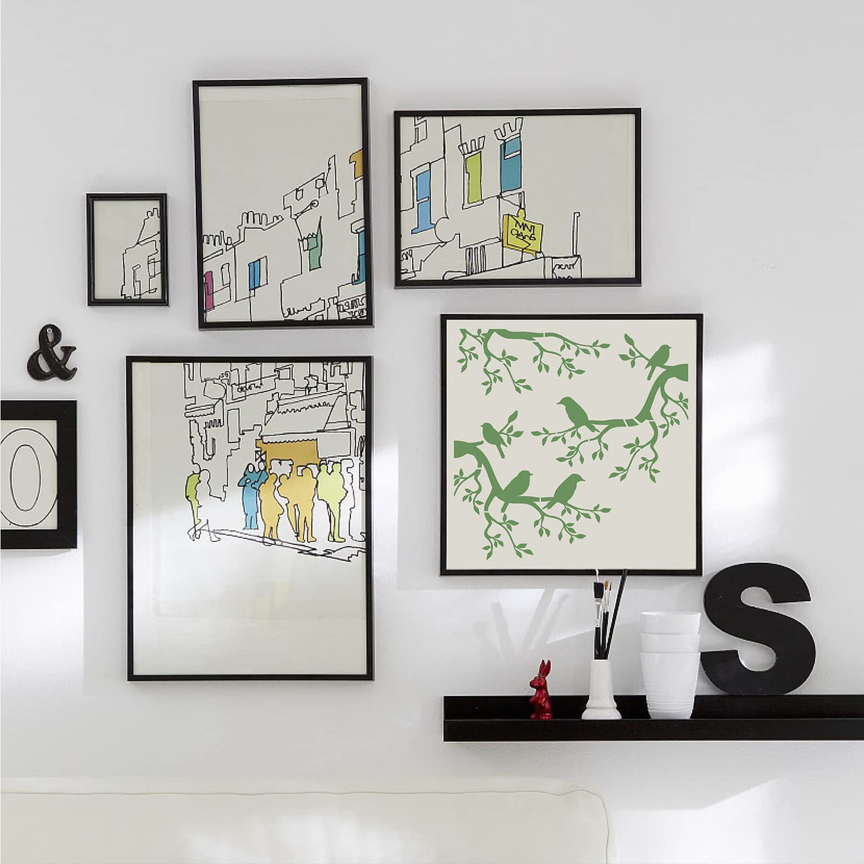 GORGECRAFT Tree Stencil Template Bird Large 11.8x11.8 Inch Reusable Birds on Tree Stencil Leaf Silhouette Sign Home Decor Hummingbird Template for Painting on Wood Wall Scrapbook Card Floor Drawing GORGECRAFT