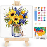 Yezavesu Flower Framed Paint by Numbers Kit for Adults Beginner & Kids Ages 8-12, Flowers Paint by Number Without Easel, DIY Adult Paint by Numbers Sunflower for Home Wall Decor Gift 10x 10 inch Yezavesu