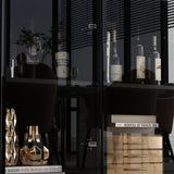 Homsee Black Bookcase with LED Lights, Storage Shelves, Drawers, and 6 Glass Doors for Home Office and Living Room Homsee