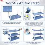 AQNIEGEP Utility Carts with Wheels Rolling Cart Commercial Kitchen Cart Large Food Service Cart Heavy Duty, 600 Lbs Load Capacity, Lockable Wheels, Rubber Hammers AQNIEGEP