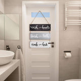 Jetec Bathroom Wall Decor Bath Rules Wall Art Sign Family Hanging Funny Wooden Hanging Sign Rustic Wood Decor for Home Bedroom Outdoor(Simple Pattern,Black, White, Gray) Jetec