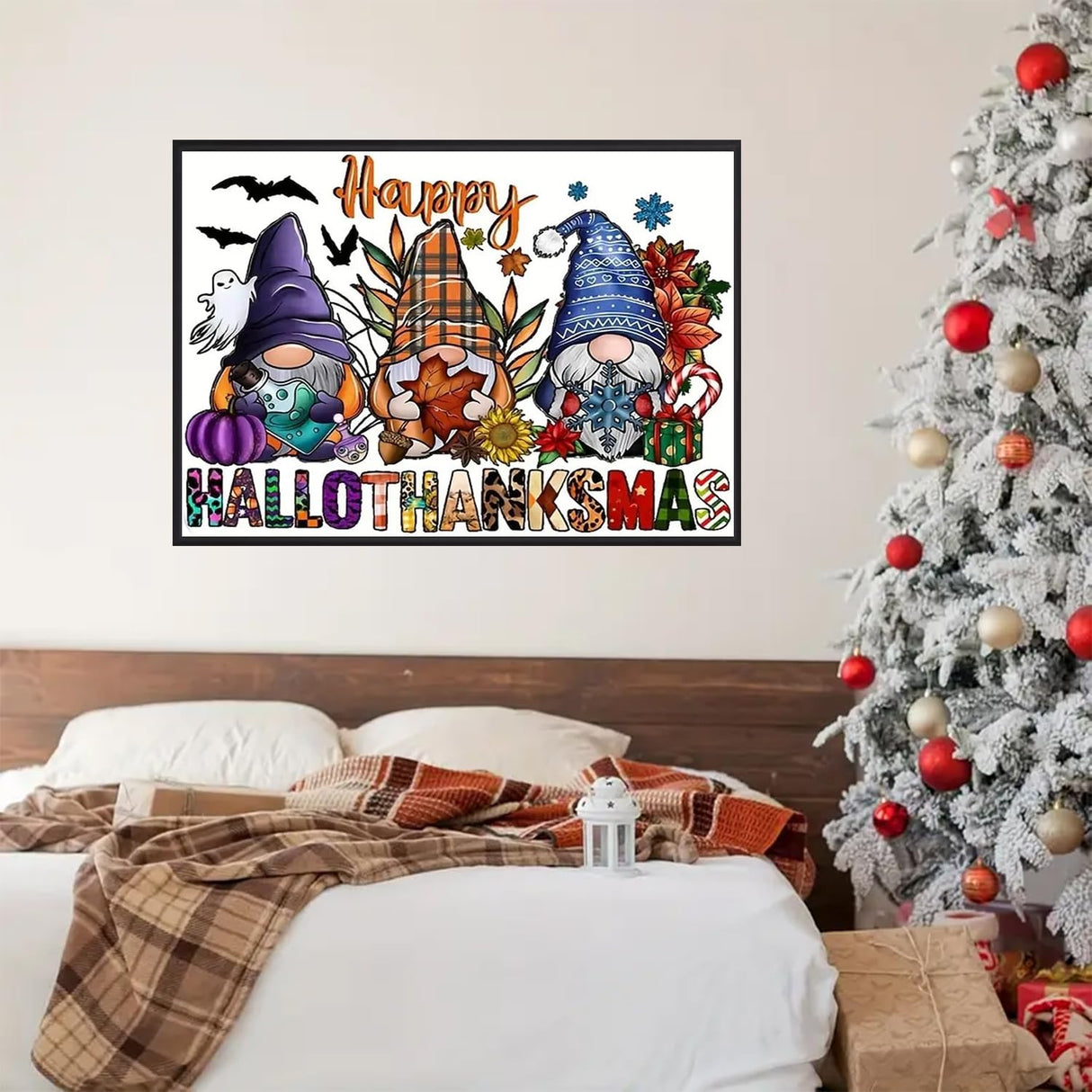 NWQZBYHT Gnome Diamond Art Kits for Adults, Halloween 5D Diamond Painting Kits for Beginners,DIY Round Full Drill Diamond Dots Gem Art for Adults, Paint by Diamonds Pictures Crafts Home Decor 16x12 In NWQZBYHT