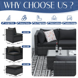 NICESOUL® 11 Piece Large Size PE Rattan Outdoor Patio Furniture Sectional Sofa Sets with Side Tables Outdoor Wicker Conversation Sets Modern Luxury 29.3'' High Back Dark Gray NICESOUL