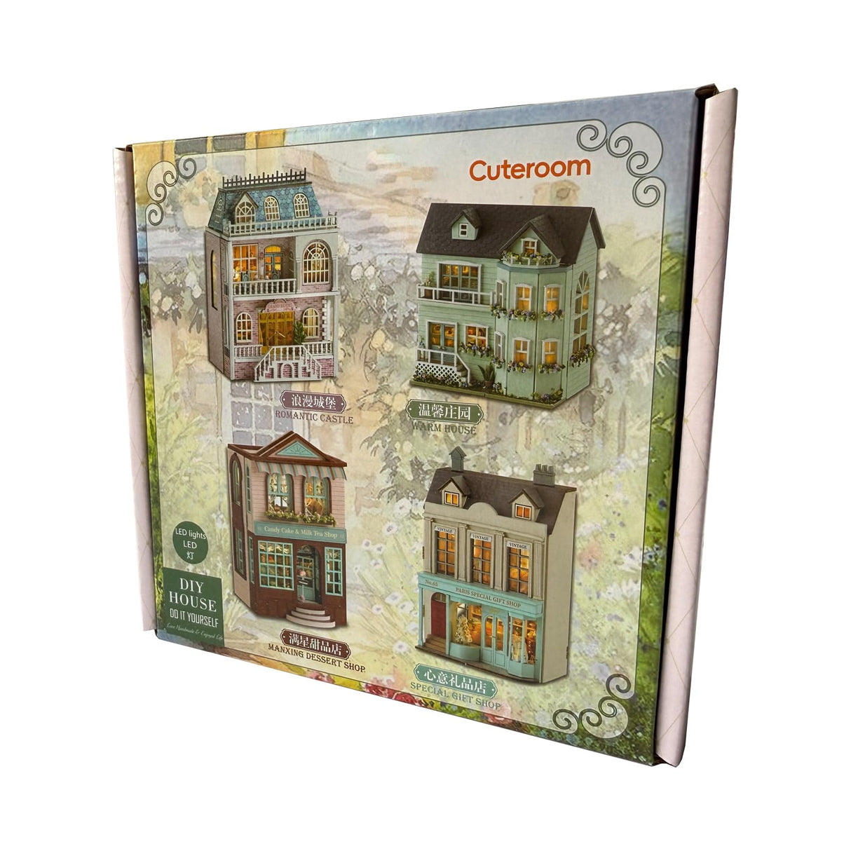 DIY Miniature House Kit, CUTEROOM Wooden Dollhouse Kit Mini House Making Kit with Furnitures, DIY Dollhouse Kit Birthday Gift for Women and Girls (Warm Manor) CUTEROOM