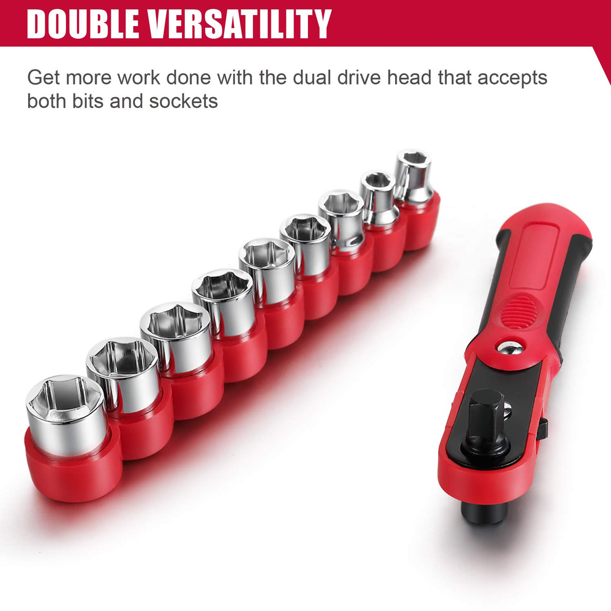 Eastvolt 128-Piece Home Repair Tool Set, Tool Sets for Homeowners, General Household Hand Tool Set with Storage Toolbox, EVHT12801, Black + Red (ASK01) Eastvolt