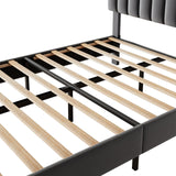 IDEALHOUSE Full Size Bed Frame with Adjustable Headboard, Velvet Upholstered Platform Bed Frame with Strong Wooden Slats, Non-Slip and Noise-Free, No Box Spring Needed, Easy Assembly, Grey IDEALHOUSE