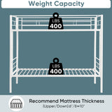 HomJoones Twin Over Twin Metal Bunk Bed with Trundle Heavy Duty Twin Size Metal Bunk Beds Frame with 2 Side Ladders Convertible Bunkbed with Safety Guard Rails,No Box Spring Needed (White2) HomJoones