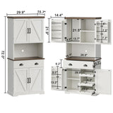 ChooChoo 72" Pantry Cabinet with Storage Drawers, Farmhouse Kitchen Hutch Bar Cabinet with Microwave Stand, Kitchen Cupboard with Door Shelves for Dining Room, Living Room, Antique White & Brown ChooChoo