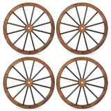 Giantex 30-Inch Wagon Wheels 4 Pieces, Decorative Wooden Wheels, Carbonized Solid Fir Wood, Old Western Style Wall Art Garden Decor, Rustic Wood Wheels for Yard Garage Bar Farmhouse Outdoor Giantex