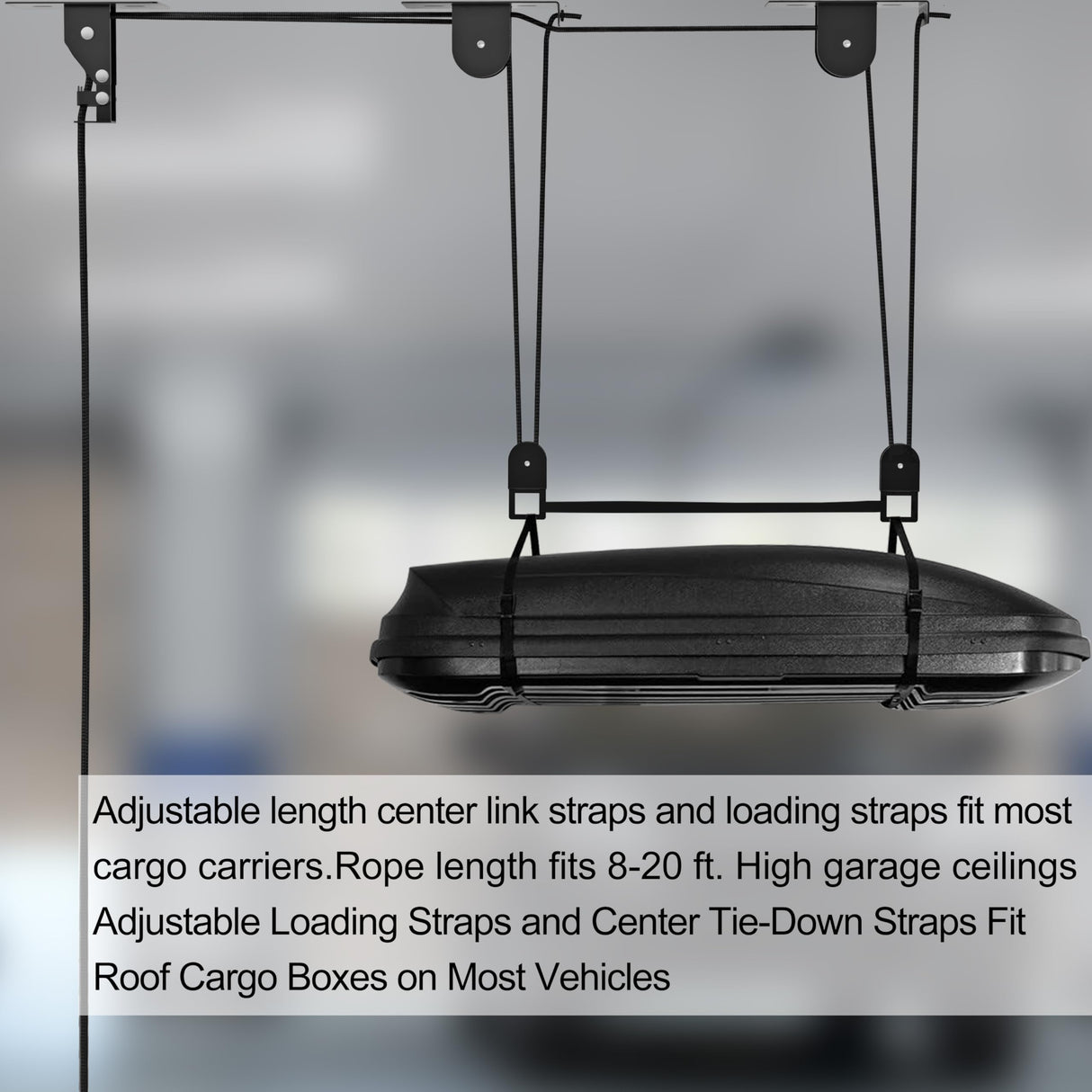 TRUSOON 2025 Upgrade Cargo Box Garage Pulley System, Garage Ceiling Hoist Heavy-Duty Holds up to 150 lbs Capacity, Fit 10-14 Foot Ceilings, Black TRUSOON