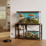 BEURUKU 55-75 Gallon Fish Tank Stand with Power Outlet & LED Light, Metal Aquarium Stand with 3 Tier Adjustable Storage Shelves, Tank Stand for Reptile Tank, Turtle Tank, 52" L*19.5" W, Black BEURUKU