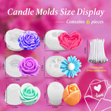 MUXIUNT 6Pcs Rose Flower Candle Resin Mold Silicone Flower Rose Mold for Candle Making Large 3D Heart Rose Tulip Daisy Peony Valentine Mother Day Silicone Candle Mold for Soy Wax Beeswax Resin Craft MUXIUNT