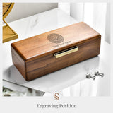 Shanik Wooden Watch Box for Men - Personalized Storage with 5 Slots for Watches, Soft Velvet Pillows, Natural Acacia Wood (Wooden Watch Box/Without Engraving) Shanik