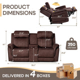 Zero Gravity Power Reclining Loveseat Sofa with Adjustable Headrests, Power Loveseat Recliner with Console, Electric 2-Seater Recliner Couch with Charging Port for Living Room (Velvet, Brown) CALIVIA