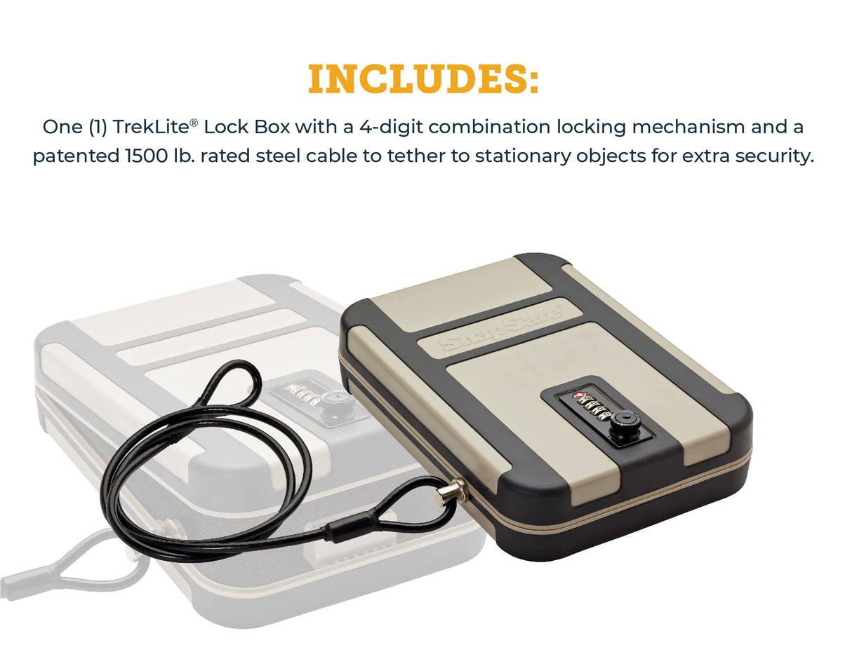 SnapSafe Treklite Combination Lock Box - Polycarbonate Portable and Lightweight Gun Lock Box - With Keyed Lock and Foam Lining - Ideal for Travel, TSA Approved - XL, 10 x 7 x 2 Inches SnapSafe