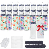 MICLAXYS 25 Pack Sublimation Tumblers 20 Oz Skinny Straight, Stainless Steel Sublimation Tumblers Blank, Individually Gift Boxed, Insulated Tumbler Sublimation (25 PACK 20OZ) MICLAXYS