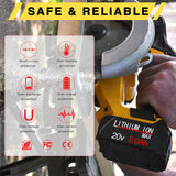 DTK 6.0Ah Battery Replacement for Dewalt 20V Battery DCB200 DCB203 DCB204 DCB206 Lithium Batteries 2 Packs DTK