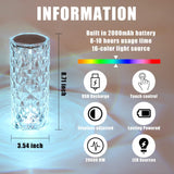 BGFHome Crystal Table Lamp RGB Color Changing Night Light ，Romantic LED Rose Diamond Touch Lamps for Living Room (Remote & Touch BGFHome