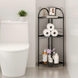 Corner Bathroom Shelf Metal Short Corner Stand Shelf Black Small Bathroom Storage Corner Shelf Unit for Toilet Shower Room 3 Tier CICUFY
