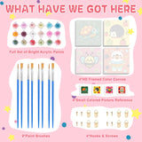 Framed 4 Pack Paint by Numbers Kit for Kids, Cartoon Paint by Number for Kids Ages 4-8 Easy Cute Animal Kids Paint by Number Kits Age 8-12, DIY Acrylic Oil Painting by Numbers for Kids 8x8 Inch Fountor