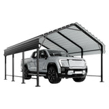 Shintenchi 12x15 FT Metal Carport, Enhanced Base Oversized Garage Carports,Outdoor Galvanized Shelter,Heavy Duty Carport Canopy with Steel Roof and Frame, for Car, Boats and Tractors Shintenchi
