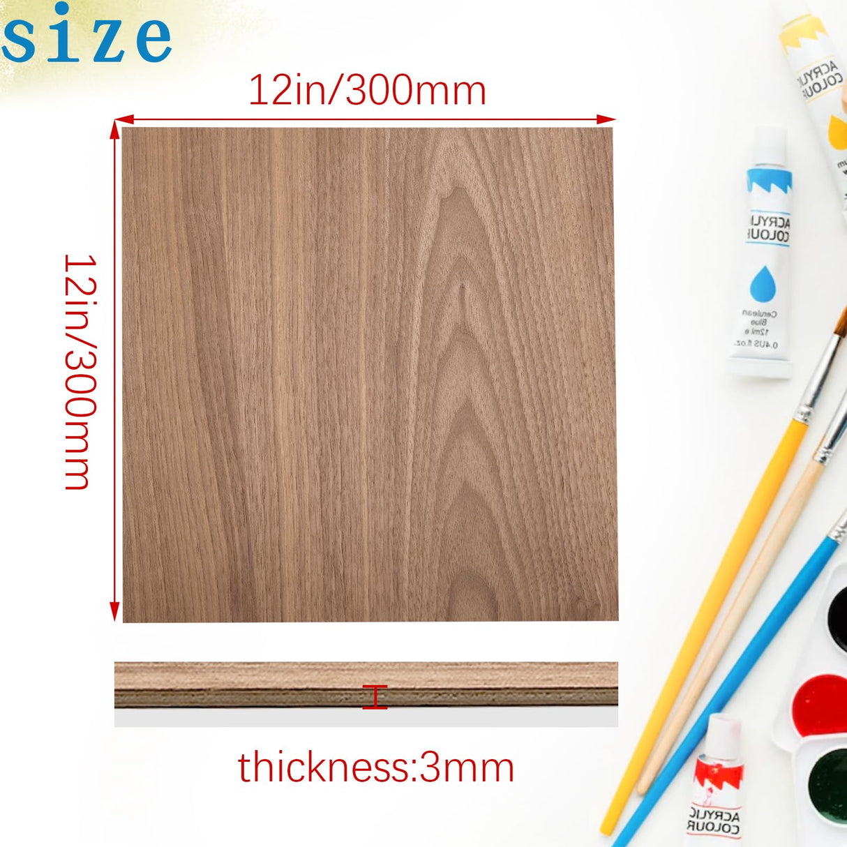 Walnut Plywood 6pcs, 1/8" x 12” x 12” Real Wood Plywood Sheets 1/8" Plywood Sheets 3mm Plywood for Laser Cutting and Engraving CMOOD
