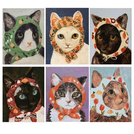 hyzsj 6 Pack 5D Diamond Painting Kits for Adults Beginners,DIY Round Full Drill Diamond Art Kits Cartoon Cat,Paint by Diamonds Gem Art Crystal Easy,Animal Home Wall Decor 12x16 Inch hyzsj