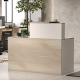 AIEGLE Reception Desk with Counter & Lockable Srotage Drawers, for Salon Reception Room Checkout Office, Natrual (55.1" L x 23.6" W x 43.3" H) AIEGLE