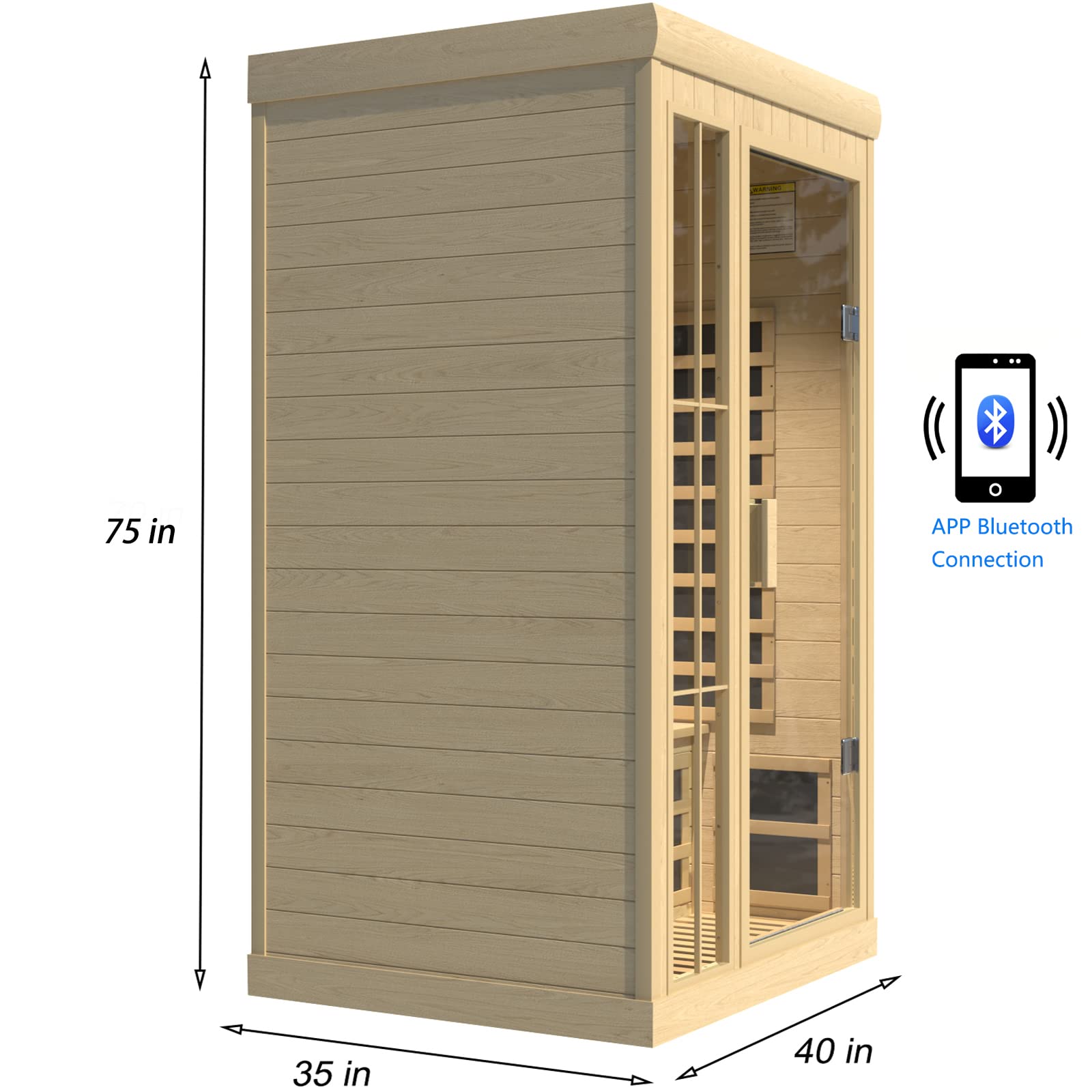 LTCCDSS Infrared Sauna, 1-2 Person Far Infrared Sauna for Home, with 1350W, APP Control Panel, 7 Low EMF Heaters, Bluetooth Speakers, 1 LED Reading Lamp and 2 Color Lights Hemlock Wood Sauna  - WoodArtSupply