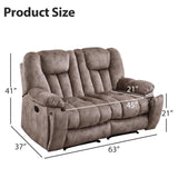 EBELLO Loveseat Recliner Sofa for Living Room, Extra Wide Modern Overstuffed 2 Seat Reclining Manual Sofa Chair, Daul Recliner with Hidden Armrest Cup Holders, Breathable Fabric, Light Brown(Loveseat) EBELLO