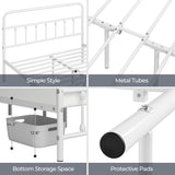 Yaheetech Classic Metal Platform Bed Frame Mattress Foundation with Victorian Style Iron-Art Headboard/Footboard/Under Bed Storage/No Box Spring Needed/Full Size White Yaheetech