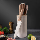 GOODA Kitchen Knife Set With Block,6-Piece Professional Chef Cooking Knives Set For Kitchen,Non-Stick Stainless Steel Knife Block Set (Khaki) GOODA