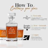 Personalized Whiskey Decanter Set with Photo, Logo or Text, Custom Engraved Liquor Decanter with whiskey glasses, Customized Gifts for Men, Dad, Birthday & Retirement with Wood Gift Box (Text or Logo) Yay! Personalized Gifts