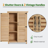 MCombo Outdoor Wooden Storage Cabinet, Garden Tool Shed with Latch, Outside Tools Wood Cabinet with Double Doors for Patio 0709 (Natural, Small) MCombo