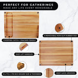 Premium Large Acacia Wood Cutting Board for Kitchen. 1.5in Extra Thick Chopping Board with Juice Groove. Non slip Reversible Butcher Block Countertop Real Life Living