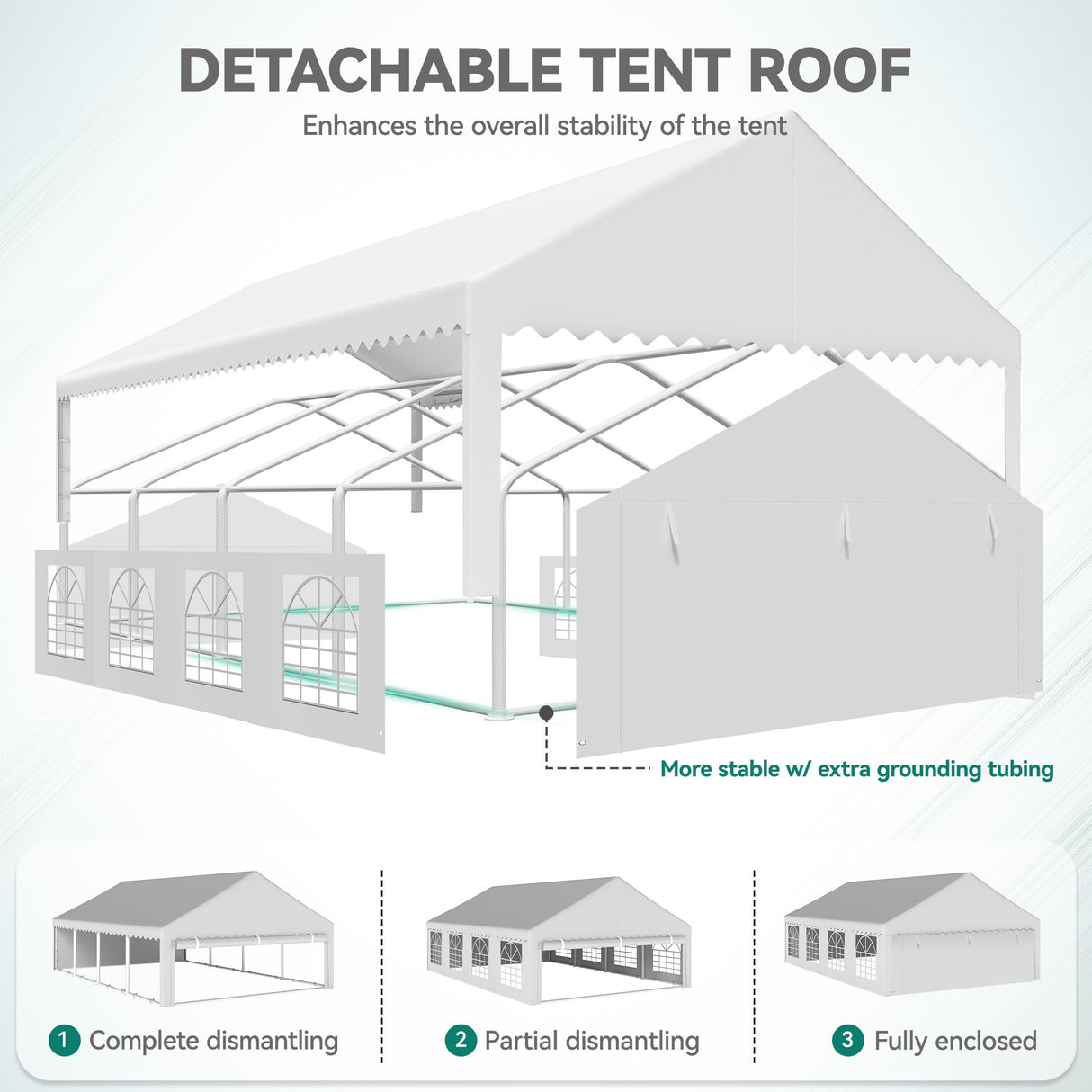 YITAHOME 20x30FT Heavy Duty Party Tent PVC White Tent Wedding Event Shelters Ripple Design Upgraded Galvanized Canopy with Large Roof Removable Sidewalls & 3 Storage Bags 600D Oxford Commercial YITAHOME