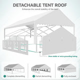 YITAHOME 20x30FT Heavy Duty Party Tent PVC White Tent Wedding Event Shelters Ripple Design Upgraded Galvanized Canopy with Large Roof Removable Sidewalls & 3 Storage Bags 600D Oxford Commercial YITAHOME
