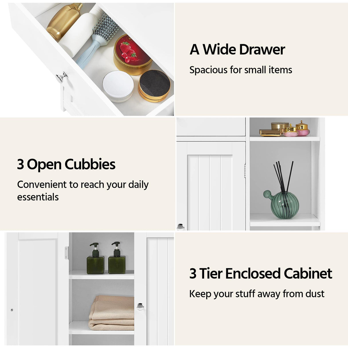 Yaheetech Bathroom Floor Cabinet, Kitchen Freestanding Storage Organizer, Large Side Cabinet with Doors, Drawer & Adjustable Shelves for Living Room, Entryway, 12" D x 29.5" W x 31.5" H, White Yaheetech