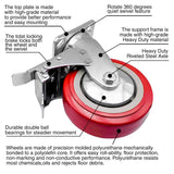 FactorDuty 6" X 2" Heavy Duty Caster Set of 4 Locking Swivel Caster Wheels Polyurethane On Polyolefin Industrial Grade Premium Quality 3600lbs Total Capacity FactorDuty
