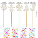 Nwsrayu Christmas Fairy Wands Kit Include 10 Pieces Unfinished Wooden Princess Wand and 4 Gem Stickers Princess Art for Party Supplies Make Your Own Magic Wands Nwsrayu