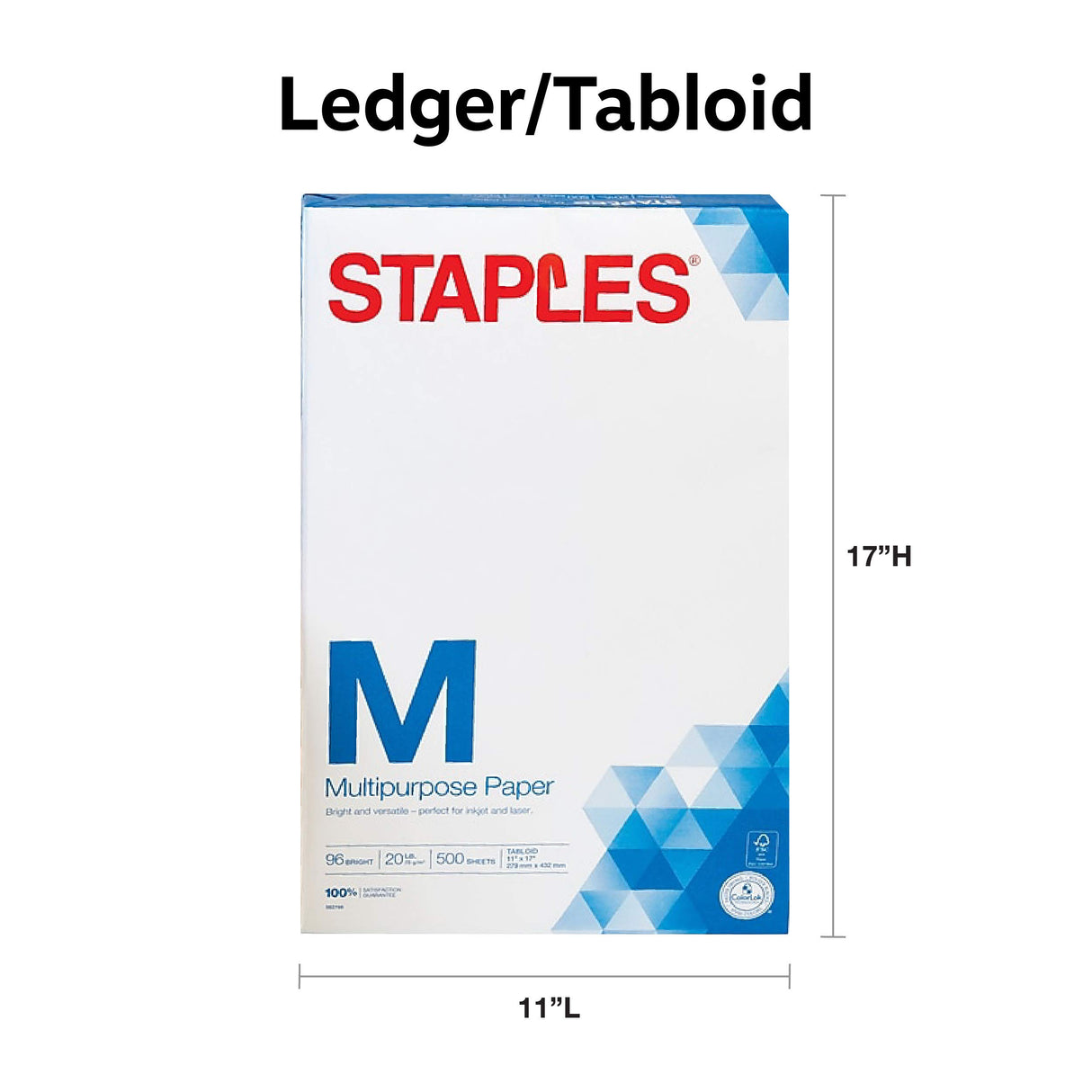 Staples 562788 11-Inch X 17-Inch Multipurpose Paper 20 Lbs. 96 Brightness 500/Ream (05033) STAPLES