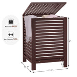 Homykic Bamboo Laundry Hamper, 2-Section 120L Laundry Hamper with Lid and Removable Liner Bag, Large Raised Laundry Basket Sorter for Clothes, Bathroom, Bedroom, Easy to Assemble, Espresso Homykic
