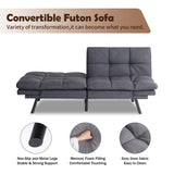 AMICLIBER Futon Sofa Bed, Grey Linen Memory Foam Futon Sleeper Sofa Loveseat Convertible Couch Bed for Small Compact Living Spaces,Apartment AMICLIBER