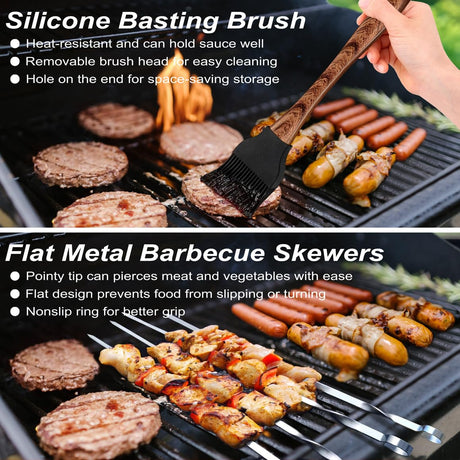 POLIGO 22PCS Heavy Duty BBQ Grill Accessories Set, Non-Slip Grill Tools for Outdoor Grill Set Thicker Stainless Steel Grill Utensils Set, Deluxe Grilling Tools Set in Aluminum Case Ideal Gifts for Men POLIGO