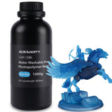Aceaddity Water Washable Pro Resin - Low Shrinkage 3D Printer Resin, 405nm UV-Curing Water-Washable Photopolymer Printing Resin, High Precision & Easy to Clean (Clear Blue, 1kg) Aceaddity