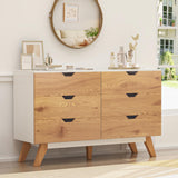 EazeHome Dresser for Bedroom with 6 Drawers, Rustic Brown Modern Wide Chest of Drawers, Large Wooden Storage Organizer for Living Room, Hallway, Entryway EazeHome