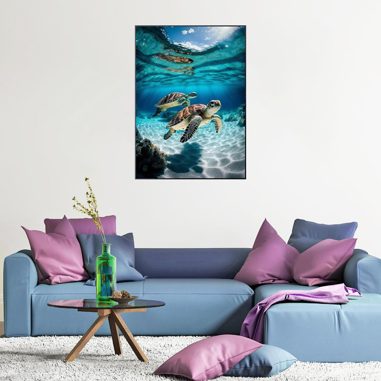 USZDL Sea Turtle Diamond Art Kits for Adults,Cute Animal 5D Diamond Painting Kits for Beginners,Diamond Dots Round Full Drill Paint with Diamonds Pictures DIY Gem Art Painting Crafts Kits 12x16 inch USZDL