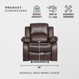 Lexicon Humphreys Faux Leather Wall Hugger Recliner Chair for Living Room, Office, RV - High-Density Foam, Sturdy Solid Wood Frame - Chairs Living Room, Recliners for Small Spaces - Brown Lexicon