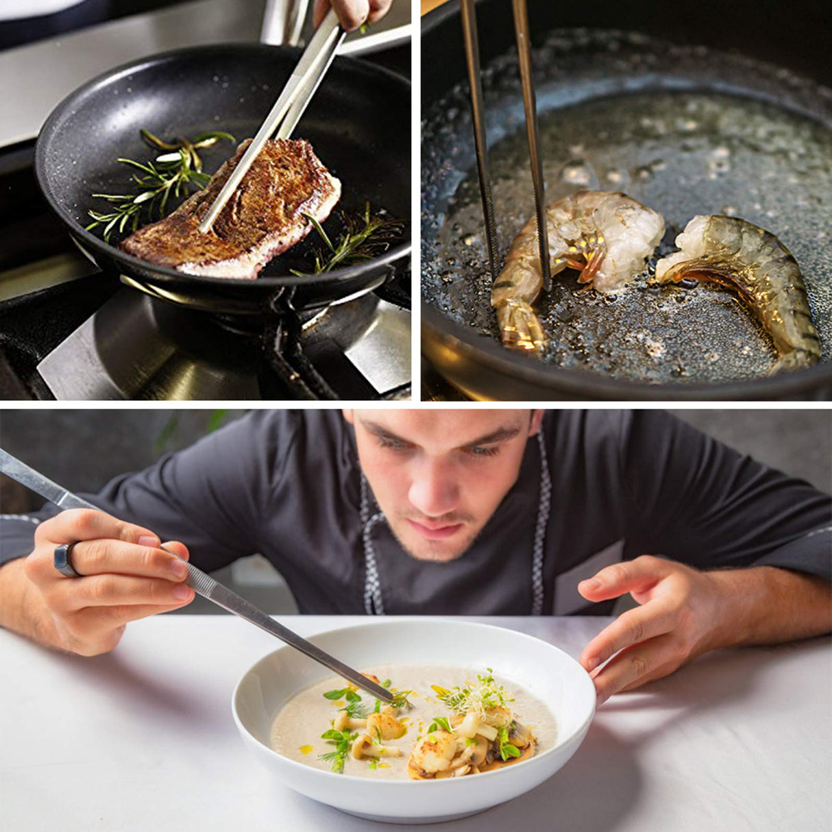 Tangoowal 2 Pcs 12-Inch Fine Tweezer Tongs,Extra-Long Stainless Steel Tweezers Tongs Tangoowal