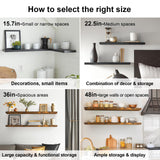 BAYKA Floating Shelves for Wall, 22.5 inches Wall Mounted Rustic Wood Shelves for Bathroom, Bedroom, Living Room, Floating Shelves for Books/Storage/Decor with 22lbs Capacity(Black,Set of 3) BAYKA